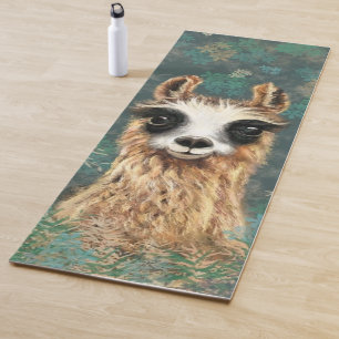 Grappige yogamat met nieuwsgierige Baby Llama