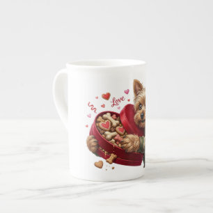 Grappige Yorkie Valentijnsbeker Aardige Yorkie C Porselein Kop
