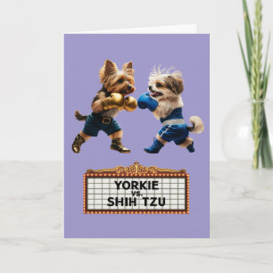 Grappige Yorkie vs. Shih Tzu kaart