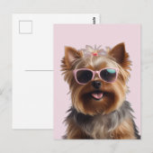 Grappige Yorkshire Terriër met zonnebril Briefkaart (Voorkant / Achterkant)