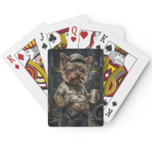 Grappige Yorkshire Terrier monteur speelkaarten