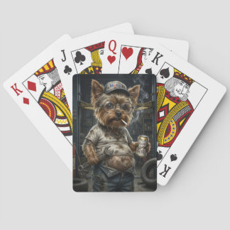 Grappige Yorkshire Terrier monteur speelkaarten