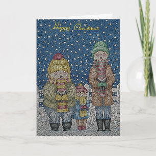 grappige zangeressen in de sneeuwkerst feestdagen kaart
