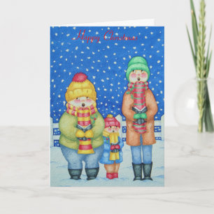 grappige zangeressen in de sneeuwkerst feestdagen kaart