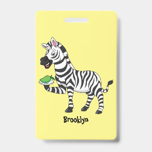 Grappige zebra cartoon illustratie  badge