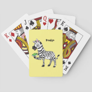 Grappige zebra cartoon illustratie pokerkaarten