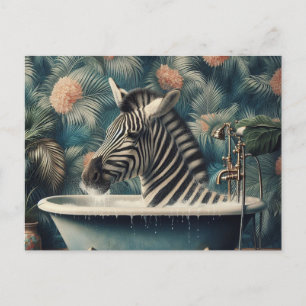 Grappige Zebra in een badkuip Briefkaart