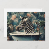 Grappige Zebra in een badkuip Briefkaart (Voorkant / Achterkant)