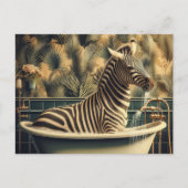 Grappige Zebra in een badkuip Tropische badkamer Briefkaart (Voorkant)