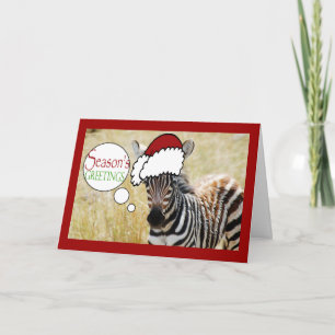 Grappige zebra kerstgroet feestdagen kaart