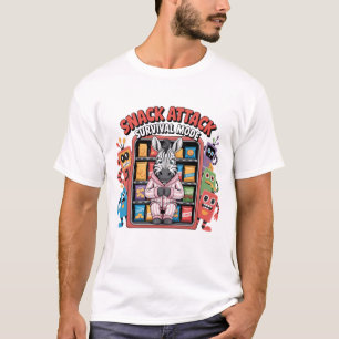 Grappige zebra overlevingsmodus voor snackaanvalle t-shirt