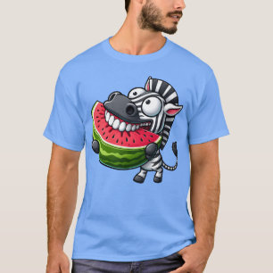 Grappige zebra watermeloen glimlach tanden laten z t-shirt