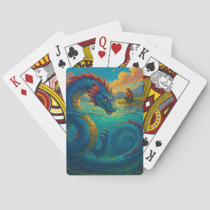 Grappige zee slang spelen met een visser fantasie pokerkaarten