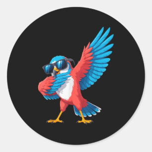 Grappige zeehavik dabbing dab vogel mannen vrouwen ronde sticker