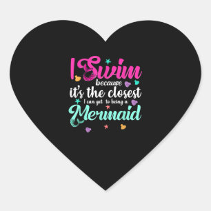Grappige zeemeermin zwemmen citaat vrouwen en meis hart sticker