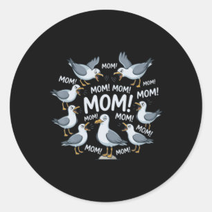 Grappige Zeemeeuw Moeder Moeder Oceaan Leven Moede Ronde Sticker