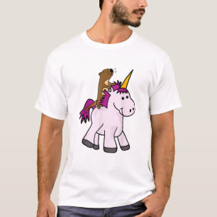 Grappige Zeeotter die op een Eenhoorn rijdt T-shir T-shirt
