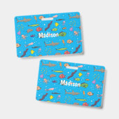 Grappige zeewezens cartoon illustratiepatroon badge (Voor- en achterkant)