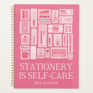Grappige zelfzorg offerte roze kunstbenodigdheden planner