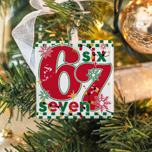 Grappige Zes Zeven 67 6 7 Meme Kerstcadeau Vakanti Keramisch Ornament