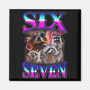 Grappige zes zeven 67 Meme 67 Wasbeer Meme Bootleg Magneet