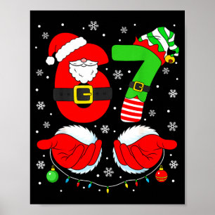 Grappige Zes Zeven 67 Meme 6 7 Elf Kerstman Kerst Poster