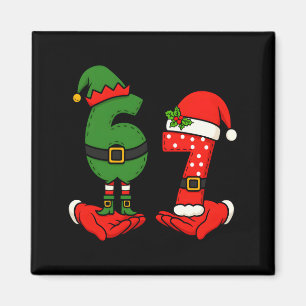 Grappige Zes Zeven 67 Meme 6 7 Kerst Elf Hand Jong Magneet