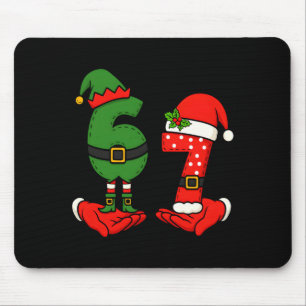 Grappige Zes Zeven 67 Meme 6 7 Kerst Elf Hand Jong Muismat