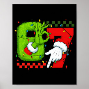Grappige Zes Zeven 67 Meme 6 7 Kerst Elf Hand Jong Poster