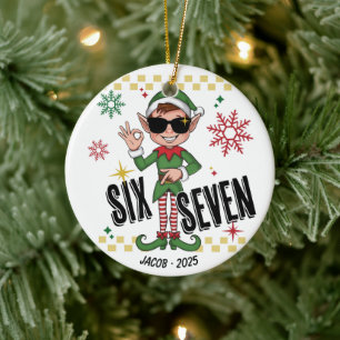 Grappige Zes Zeven 67 Meme Kerst Elf Feestdag Cust Keramisch Ornament
