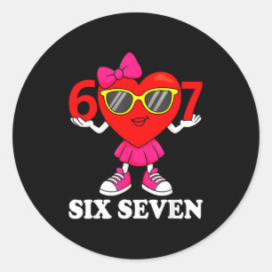 Grappige zes zeven 67 meme Valentijnsdag vrouwen m Ronde Sticker
