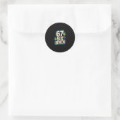 Grappige zes zeven 6 7 meme 1 ronde sticker (Tas)