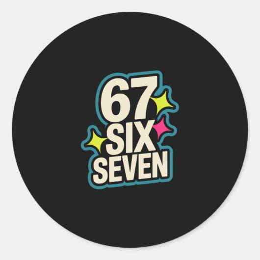Grappige zes zeven 6 7 meme 1 ronde sticker (Voorkant)