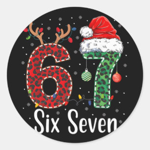 Grappige Zes Zeven 6 7 Meme 67 Kerstmis Luipaard K Ronde Sticker