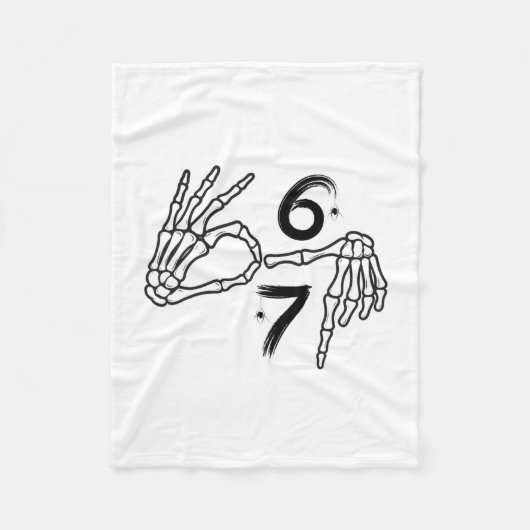 Grappige Zes Zeven 6 7 Meme 67 Skelet Hand Hallowe Fleece Deken (Voorkant)