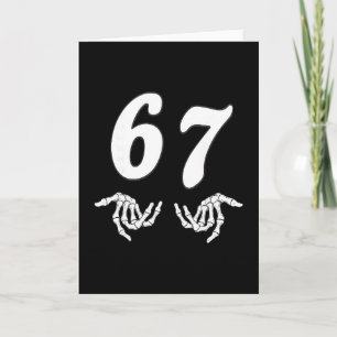 Grappige Zes Zeven 6 7 Meme 67 Skelet Hand Hallowe Kaart