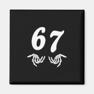 Grappige Zes Zeven 6 7 Meme 67 Skelet Hand Hallowe Magneet