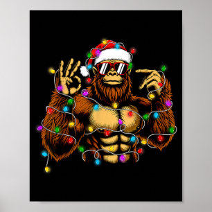 Grappige zes zeven 6 7 meme Bigfoot kerstverlichti Poster