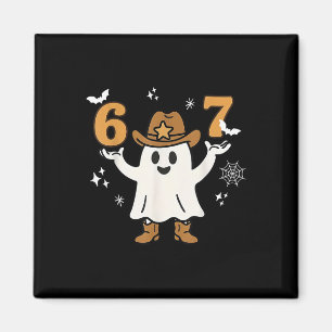 Grappige Zes Zeven 6 7 Meme Cowboy Geest Halloween Magneet