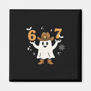 Grappige Zes Zeven 6 7 Meme Cowboy Geest Halloween Magneet