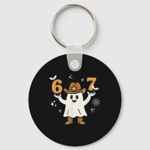 Grappige Zes Zeven 6 7 Meme Cowboy Geest Halloween Sleutelhanger
