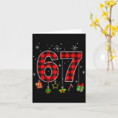 Grappige zes zeven 6 7 Meme Humor 67 Rode geruite  Kaart (Gele Bloem)