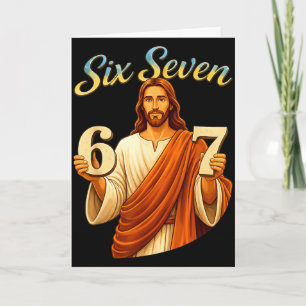 Grappige zes zeven 6 7 meme Jezus christen mannen  Kaart