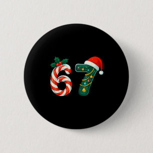 Grappige Zes Zeven 6 7 Meme Kerst Familie Xmas San Ronde Button 5,7 Cm