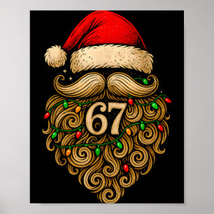 Grappige Zes Zeven 6 7 Meme Kerstman Baard Kerstma Poster