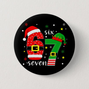 Grappige Zes Zeven 6 7 Meme Kerstmis 67 Nummer Xma Ronde Button 5,7 Cm