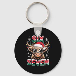 Grappige Zes Zeven Hoogland Koe Kerstmis 67 Cool K Sleutelhanger