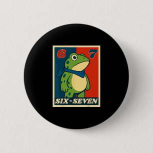 Grappige zes zeven kikker 6 7 Meme Gen Alpha straa Ronde Button 5,7 Cm