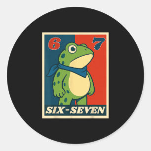 Grappige zes zeven kikker 6 7 meme Gen Alpha straa Ronde Sticker
