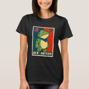 Grappige zes zeven kikker 6 7 meme Gen Alpha straa T-shirt